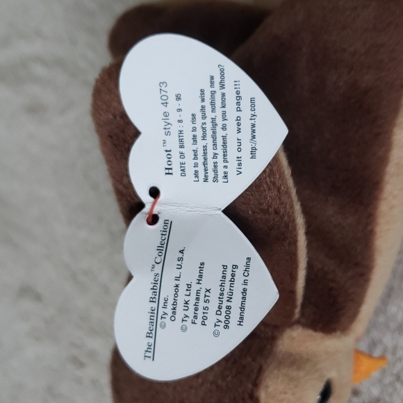 Hoot Owl 🦉 4th Gen Ty Beanie Baby Bird 🦉 Kids Toy Collectible NWT, PVC Pellets - Picture 4 of 11